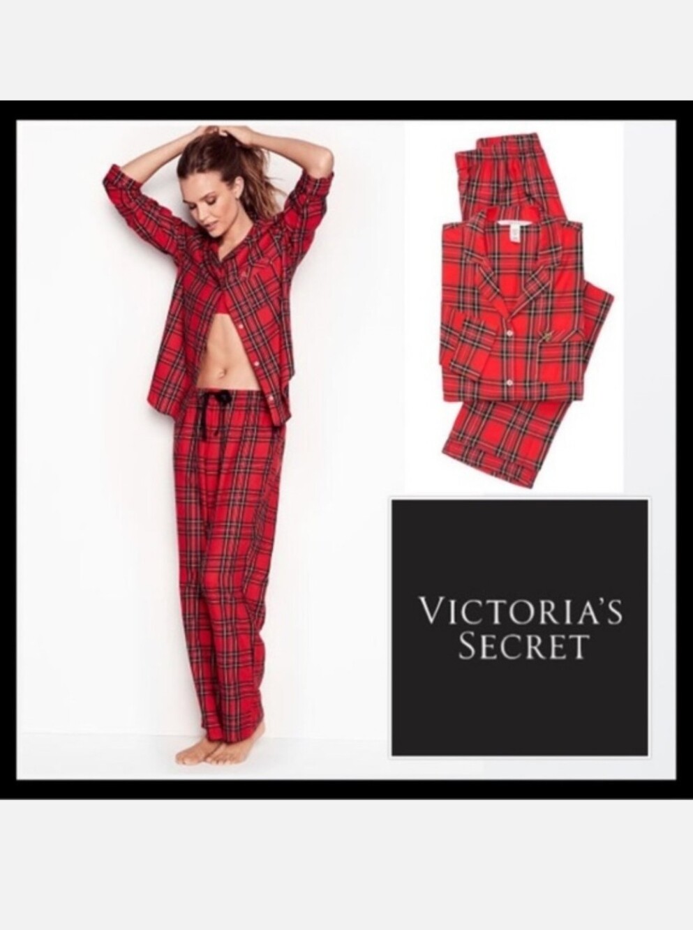 Victoria's Secret Red Plaid Flannel Pajama Set NWT S
